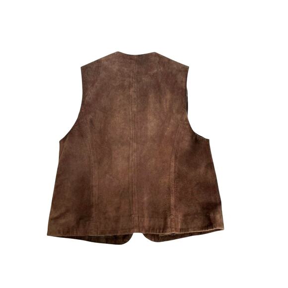 VTG Chocolate Brown Suede Leather Western Vest Size S/M Boho Festival Cowgirl - Picture 6 of 10